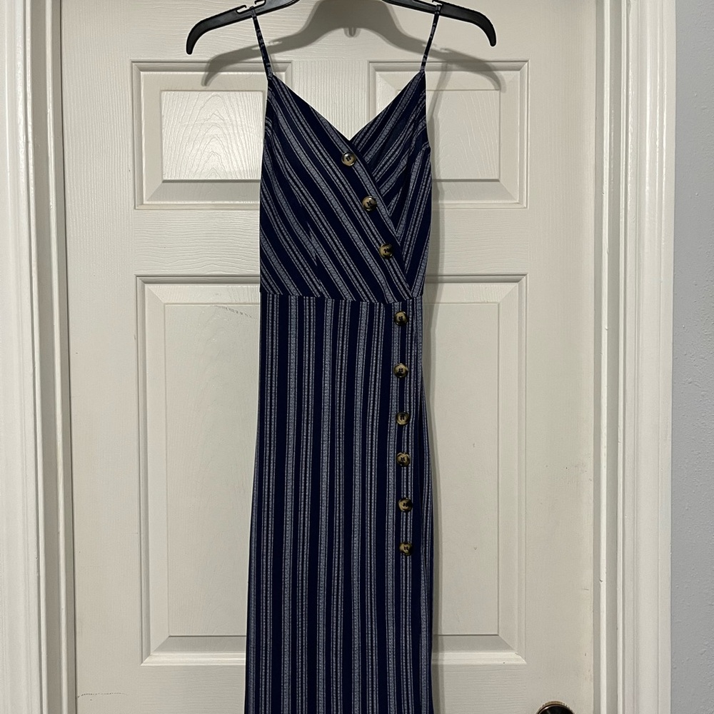 Francesca’s Fitted Navy Button Dress